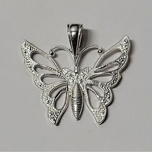 Sterling Silver Butterfly Pendant Dimond Cut Design Italian 925 Pendant